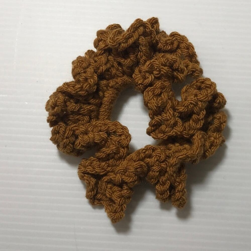 NWT Brown Handmade Crocheted Hair Scrunchie